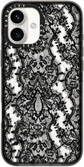 CASETiFY Impact Case for iPhone 16 Plus [8.2ft 4X Military Grade Drop Protection/Compatible with Magsafe] - Lace Pattern - Clear Black