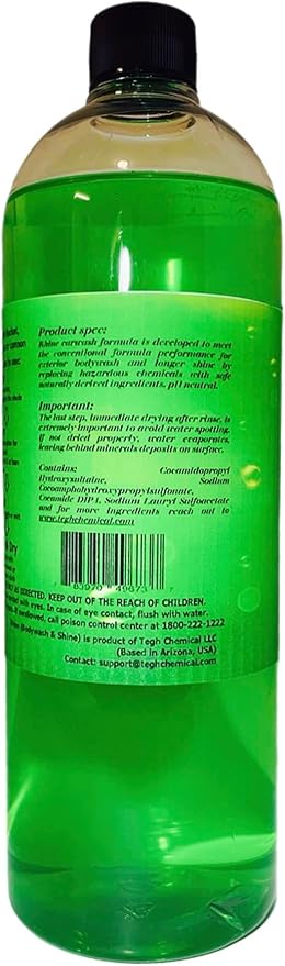 Plant-based Eco-friendly Car Wash Soap, Non-Toxic, Moderate-Foam Concentrated soap with rinse & no-rinse options
