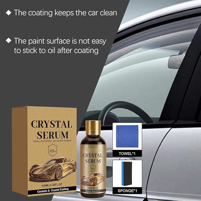 PTZ Crystal Serum, Graphene Ceramic Coating for Cars, 9H Hardness Spray Coating, Crystal Gloss Auto Coating Liquid for Paint, Glass & Wheels, Easy DIY Car Detailing (3Pcs)