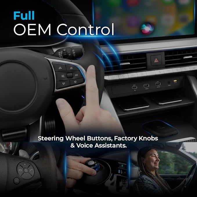 AutoSky AI Box Lite – Wireless CarPlay & Android Auto Adapter, Plug-and-Play, Fast Connection, Stable Performance, Stream Netflix & YouTube via Hotspot, Works with OEM Touchscreen