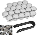 20 Pcs Wheel Nut Covers for Honda Pilot 2023-2025, Hex Lug Nut Caps Waterproof Protective PP Plastic Auto Hub Screw Protector Accessories,Silver-19mm