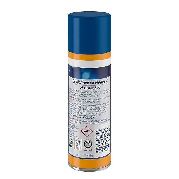 Arm & Hammer 3320094170CT Baking Soda Air Freshener, Aerosol, Light Fresh, 7 oz, (Case of 12)