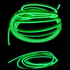 MaxLax El Wire Green Interior Car LED Strip Lights, 10m neon Wire 12V with Fuse Protection for Automotive Car Interior Decoration with 6mm Sewing Edge