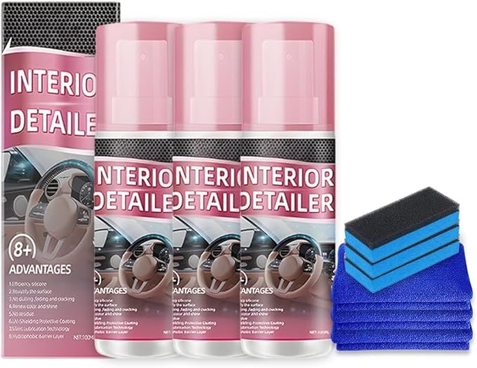 Polishing Cleaner Car Interior, 2026 Upgrade Car Interior Cleaner Spray, All Purpose Car Interior Detailer and Protectant, Dashboard Cleaner for Home Office Travel, Easy to Use (3PCS)