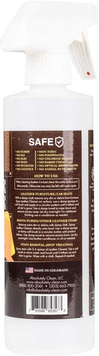 Amazing Leather Cleaner/Conditioner/Deodorizer | Powerful, Natural Enzyme Cleaner | USA Made | Great for Leather & Vinyl, Furniture, Boots, Purses, Clothing & More Removes Stains Spray & Wipe (16oz)
