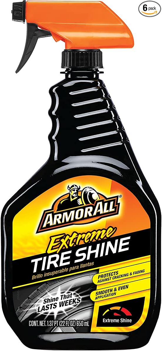 Armor All Extreme Tire Shine Spray , Tire Cleaner and Shine, 22 Fl Oz Each, 6 Pack