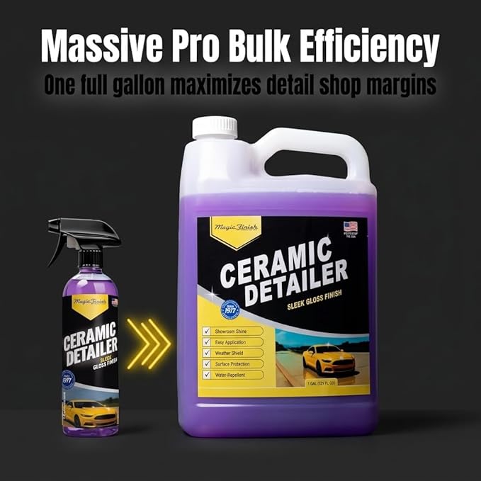 Magic Finish Ceramic Detailer (1 Gallon) – High-Gloss Ceramic Spray Coating for Sleek Glossy Finish and Paint Protection – Car Detailing Supplies for Waxed Painted and Coated Surfaces