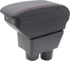 YJYWZH Armrest Box for Nissan Almera Versa 2012-2019 Car Center Storage Box Organizer Interior Hand Centre Consoles with 4 USB Ports Cup Holder Arm Rest Double-Layer Black Accessories