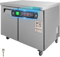 VEVOR Commercial Refrigerator, 48" Worktop Undercounter Refrigerator, 12.85 Cu. Ft Thick Stainless Steel Refrigerated Food Prep Station, 2 Door Worktop Fridge with lock for Restaurant, Bar, Diner