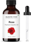 Majestic Pure Essential Oil with Glass Dropper - 100% Pure and Natural - Essential Oils for Diffuser, Aromatherapy, Soap and Candle Making, Rose Essential Oil, Rose Oil, 1 Fl Oz