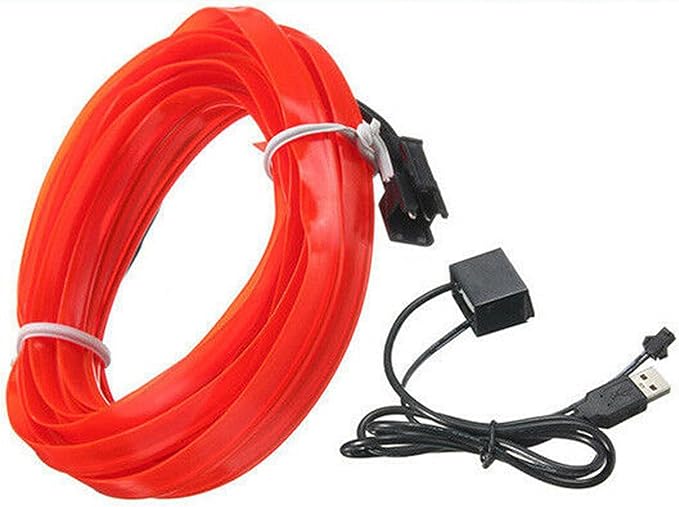 Riloer El Wire Lights for Car, Interior Neon Lights Strip Car LED Strip Light Interior for Car Garden Party Decoration, Car Ambient Lighting Kits, 5m/16.4ft Ice Blue LED