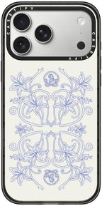 CASETiFY Impact iPhone 17 Pro Max Case [Slim/Compatible with Magsafe / 8.2 ft. 4X Military Grade Drop Protection] - Luxe Garden Porcelain - Clear Black