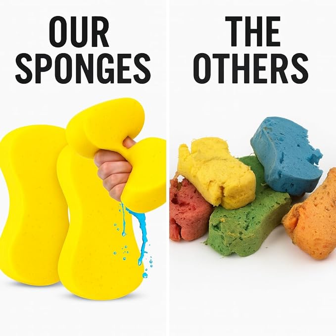 2-Pack Car Wash Sponges - Large Sponges, Extra Thick for All-Purpose Cleaning, Ideal for Vehicle Washing, Equipment Cleaning, Boat Cleaning