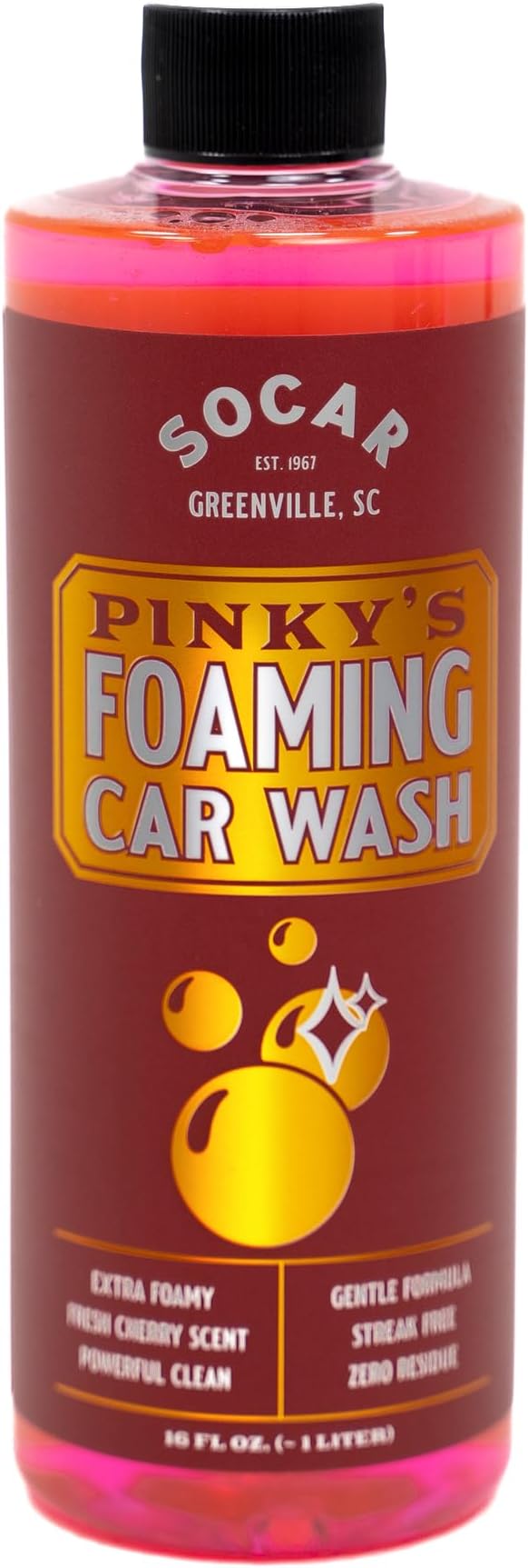 SOCAR Pinky’s Foaming Car Wash Soap. Detailers Choice, pH Balanced, Gentle, Safe On All Paint, Wax & Sealants. Cars, Trucks, RV’s, Boats. 16 fl oz. Use in Foam Cannon & Bucket Wash