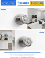 Stainless Steel Passage Door Knob, Hall Closet Door Handle Interior Laundry Room Kitchen Pantry Brushed Silver DoorKnob, Stainless Steel Knob, 1 Pack