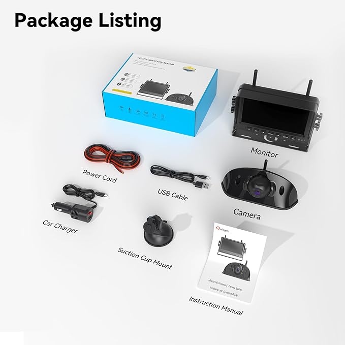 eRapta RV Backup Camera Wireless System for Furrion with 7-Inch Monitor 1080P, 1 Rear Camera, Wide-View, Video Recording, IR Night Vision, IP69 Waterproof, Plug and Play for Camper -AW7Y5