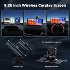 LAMTTO 9.26" Wireless Carplay and Android Auto with 2.5K Dash Cam, 1080P Backup Camera, Portable Touchscreen GPS Navigation for Car, Car Stereo Receiver with Bluetooth,AirPlay,AUX,FM,Googel,Siri