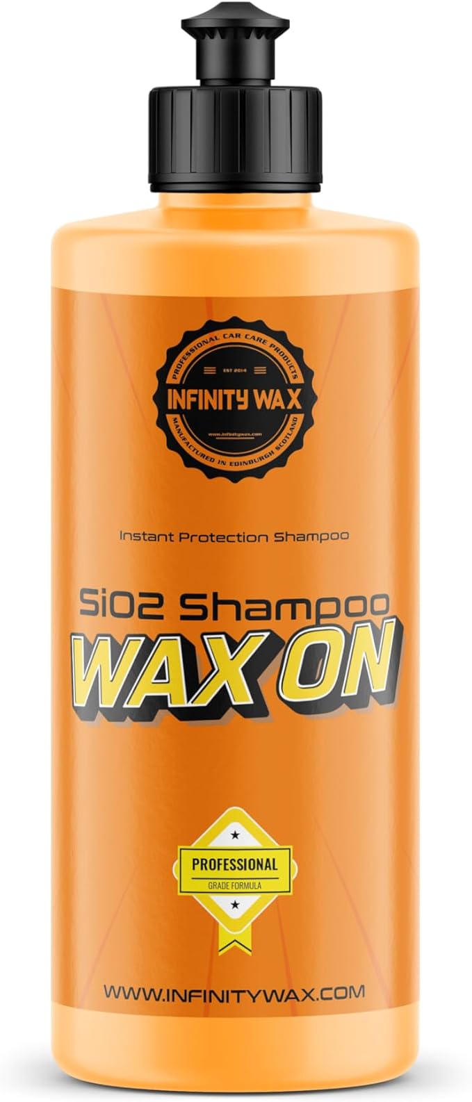 Infinity Wax Wax On SiO₂ Shampoo 500 ml, pH Neutral Car Wash with Integrated Ceramic Protection for Shine Enhancement, Hydrophobic Shampoo for Cars, Easy SiO2 Coating During Washing