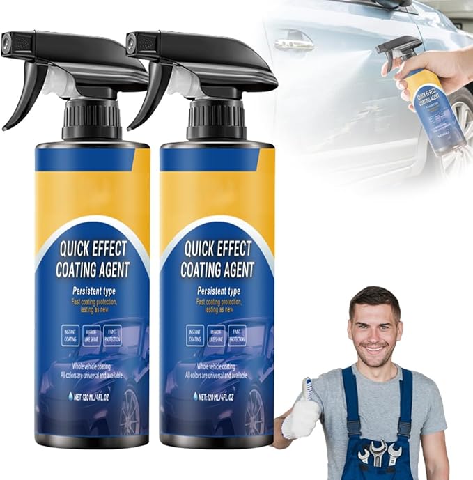 Advanced Car Quick-acting Coating Agent Spray, 2025 New Quick Effect Coating Agent Spray for Car, Cars Scratch Wax Polish Waterless Wash, Multi Functional Coating Renewal Agent Sprays (2Pcs)