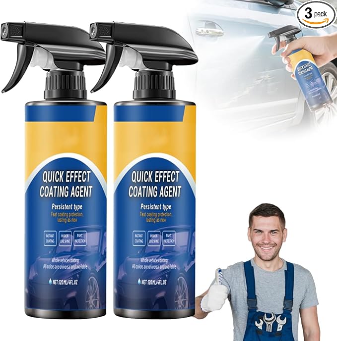 Waterless Car Wash & Ceramic Coating Spray – Quick Effect Car Coating Spray for Shine, Paint Protection, Glass Cleaner & Multi-Surface Detailing (2 PCS)