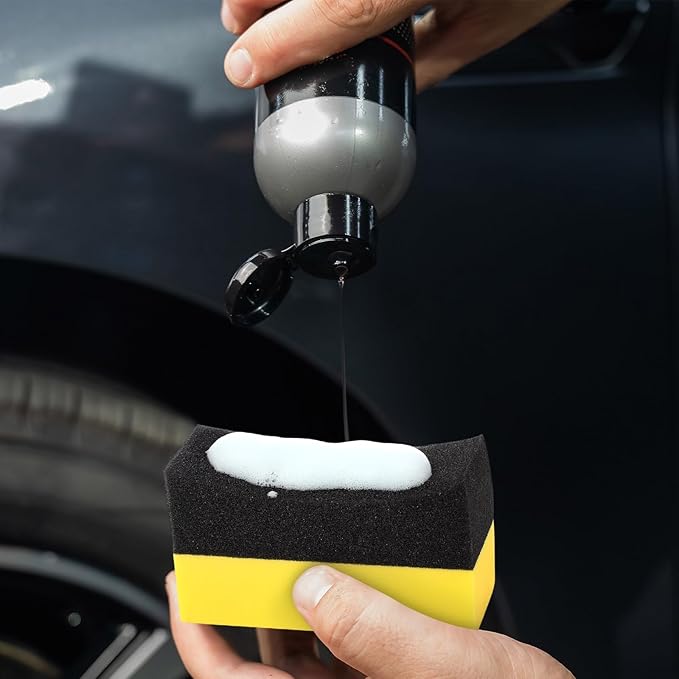 18 Pieces Tire Applicator Dressing Shine Sponge, Tire Dressing Applicator Pads, Color Polishing Sponge, Wax Buffing Pads,Tire Shine Applicator Pads for Car Glass, Painted Steel & Porcelain