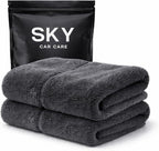 Microfiber Car Drying Towel 2 Pack, Ultra Absorbent Car Cleaning Cloth, Scratch Free & Streak Free Car Drying Towels for Cars, Trucks & Bikes – 30x40 cm (12x16 Inch) Grey