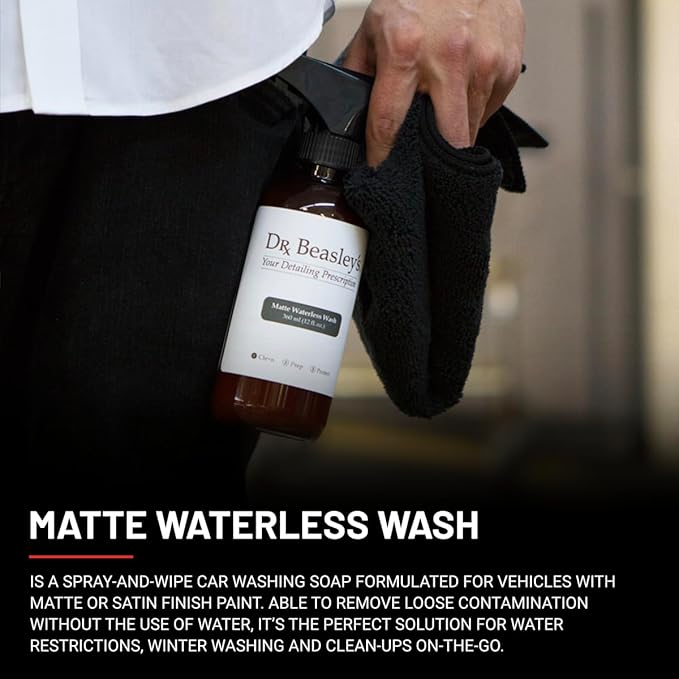 Dr. Beasley's Matte Waterless Wash 1 Gal - No Water Needed, Easily Removes Dirt & Dust, High Lubricity Formula Safe for Surfaces, Made for All Matte Finishes, Vinyl, PPF