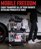 Adam's Polishes Standard Detailing Cart, Custom Mobile Rolling Utility Detailing Tool Cart Organizer for Garage DIY Home Projects, Extra Storage for Mechanics & Detailers During Repairs Car Wash/Wax