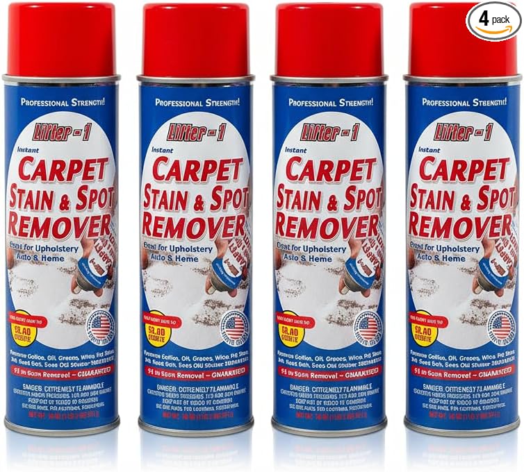 Carpet Spot Remover, Stain and Red Wine Remover and Spot Treatment for Oil, Grease, Urine, Cleaning Performance for Rugs, Upholstery, Fabrics. 18 Fl oz Pack of 1 (72 Fl Oz (Pack of 4))