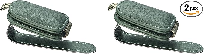 Yuoyar Sunglass Holder for Car, Magnetic Leather Sunglasses Holder and Ticket Card Clip, Car Visor Accessories, 2 Packs (Green)