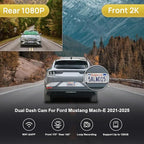 Fitcamx Front 2K+Rear 1080P Dash Cam for 2021-2025 Ford Mustang Mach-E GT Select Premium, Integrated OEM Look, Dual HD Video, Loop Recording, WiFi & APP, G-Sensor, Easy to Set, 64GB Card