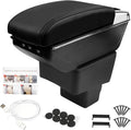 Center Console Armrest Compatible with Toyota Yaris iA Sedan 2017 2018 with 7 USB Port Cup Holder Double Layer Organizer Storage Box (All Black)