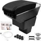 Center Console Armrest Compatible with Toyota Yaris iA Sedan 2017 2018 with 7 USB Port Cup Holder Double Layer Organizer Storage Box (All Black)