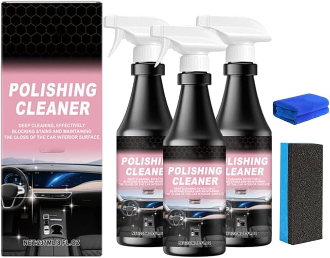 Car Interior Care & Cleaner Spray, 2026 New Polishing Cleaner Ca𝐫 Interior, 237ml Deep Cleaning Spray, C𝐚r I𝐧t𝐞ri𝐨r 𝐂l𝐞a𝐧e𝐫 for Dashboards, Seats (3pcs)