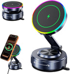 for MagSafe Car Mount Charger[15W Wireless Fast Charging], Car Vacuum Magnetic Phone Holder[120LBS Ultra Suction Cup & 3000gf Magnet ], Adjustable Suction Phone Mount for Your Car for iPhone 17-12
