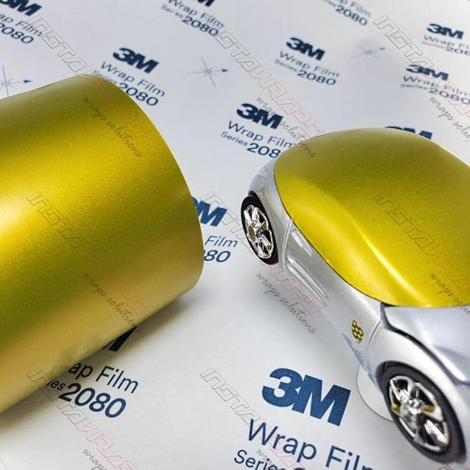 3M Car Wrap Roll 2080 Satin Bitter Yellow | S335 | (5ft x 10ft (50 Sq/ft)) | Automotive Vinyl Wrap for Cars - Car Interior Wrap & Exterior | w/Free Instawraps Pro Glove