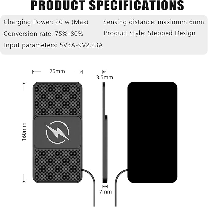 Wireless Car Phone Charger for Mercedes-Benz C-Class (W206) 2021–2025, Type C/USB 20W Fast Charging Pad, Non-Slip Charging Station for Travel Home Office Desk, Lightweight, USB