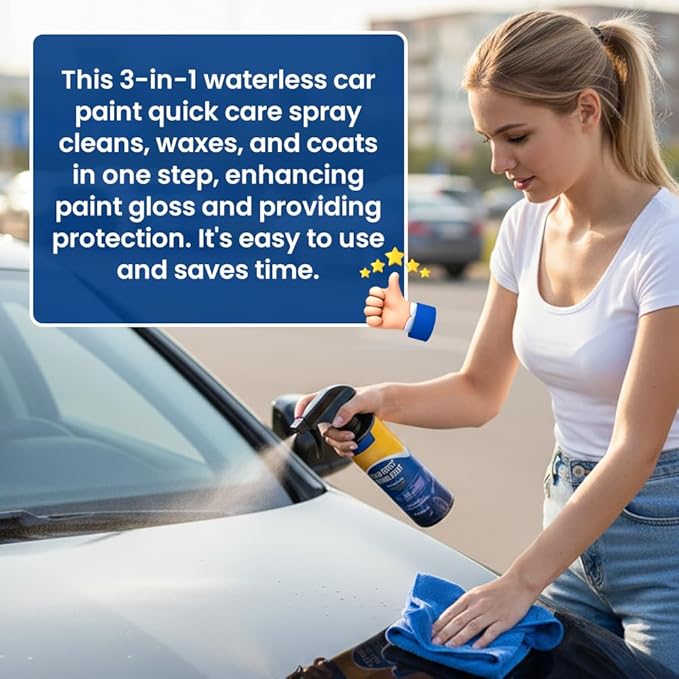 3 Pack Car Coating Spray, 2026 New Quick Effect Ceramic Wax Polish, All-in-One Waterless Wash & Scratch Repair Spray, Removes Oil Film, Enhances Gloss & Hydrophobic Protection