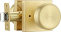 Brushed Gold Door Knobs with Square Rosette, Interior Door Handles for Bath & Bed with Push Lock