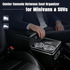 Vehicle Center Console Organizer with 7-Color Ambient Light & 10W Wireless Charging - Lockable Storage & Dual Cup Holders for Minivans, SUVs & Vans 10.24 inch Wide