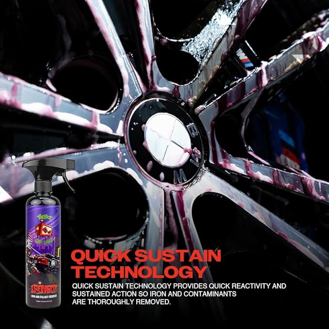 Tinybot Ironbot - Iron & Fallout Remover Spray - for Cars - Removes Iron, Brake Dust & Contaminants- Safe on Wheels, Paint, Brakes, Tires, Rims, Etc. - Quick Sustain Technology - pH Neutral - 16.9 oz