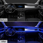 Interior Car Lights, 9 in 1 Car LED Strip with Wireless APP/RF Remote/Button Control, 16 Million Colors Ambient Lighting Kit with 5 Fiber Optic LED Strips & 4 Under Dash Lights