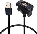 Anina USB Port Car Charger for Toyota, Male to Female USB Power Socket Adapter, Panel Flush Mount Extension Cable for Camry RAV4 Corolla Highlander, Square Vehicle Dash Port for IOS Android (34*23mm)