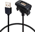 Anina USB Port Car Charger for Toyota, Male to Female USB Power Socket Adapter, Panel Flush Mount Extension Cable for Camry RAV4 Corolla Highlander, Square Vehicle Dash Port for IOS Android (34*23mm)