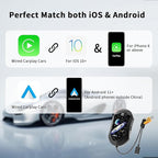 Wireless Android Auto & CarPlay Adapter, Plug and Play, No Lag, USB Type-A & C Support with Charging Port, Mini 3 in 1 Wireless Adapter Compatible with Cars with Wired CarPlay/Android Auto