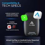 AutoSky AI Box Lite – Wireless CarPlay & Android Auto Adapter, Plug-and-Play, Fast Connection, Stable Performance, Stream Netflix & YouTube via Hotspot, Works with OEM Touchscreen
