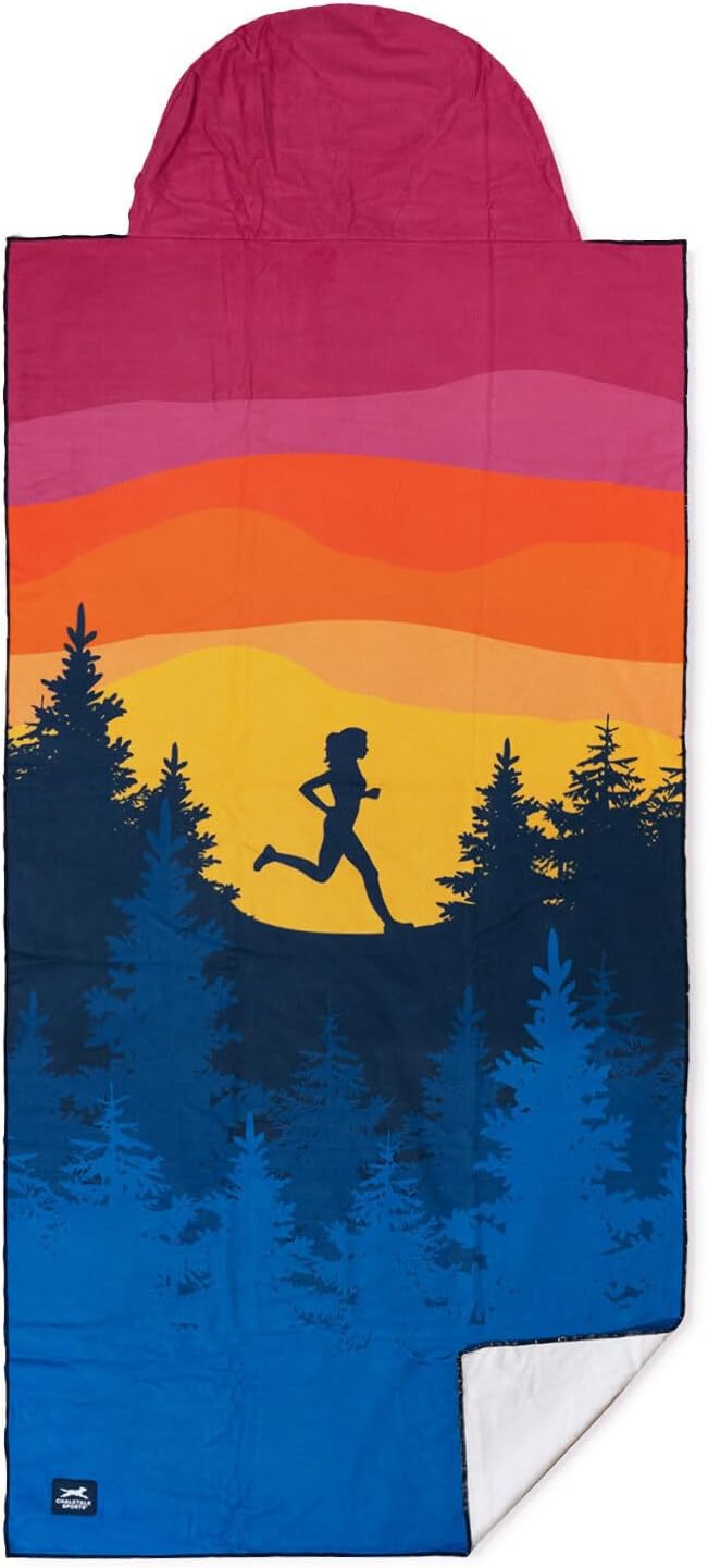Gone For a Run Car Seat Towel Cover – Hooded Moisture-Wicking Microfiber Seat Protector – 30" x 60" – for Runners and Outdoor Enthusiasts – Happy Hour