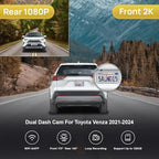 Fitcamx Front 2K+Rear 1080P Dash Cam Adapts for Toyota Venza 2021-2024 LE XLE Limited Nightshade Edition, OEM Style, Dual HD Video, WiFi & APP, Loop Recording, G-Sensor, Easy to Use, 64GB Card