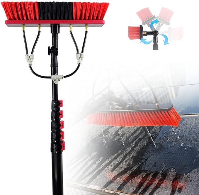 Window Washing Kit with Extension Pole, 12Ft-36Ft Water Fed Telescopic Brush/Brush Window and Solar Panel Cleaning Tools Windows Cleaning Washing Tool for Truck Washing,18FT/5.4M (18FT/5.4M)