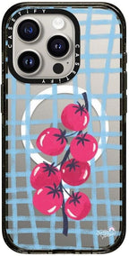 CASETiFY Impact Case for iPhone 15 Pro [8.2ft 4X Military Grade Drop Protection/Compatible with Magsafe] - Tomatoes - Clear Black